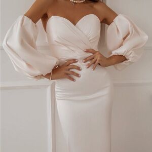 Elagia Satin Strapless Dress